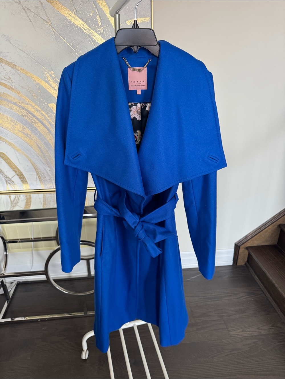 Ted Baker Wool Cashmere Blend Belted Trench Coat Peacoat